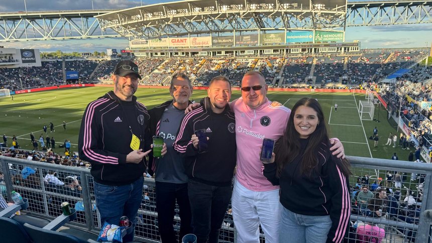 The Polkadot group at an Inter Miami CF away match with the IMCF Rewards app