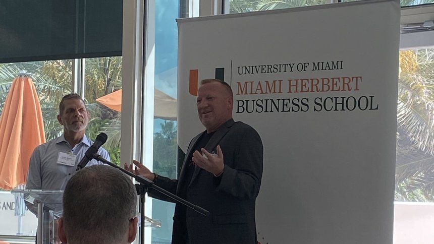 Chris Wade speaking at the Business of Blockchain Technology Conference, University of Miami Herbert Business School